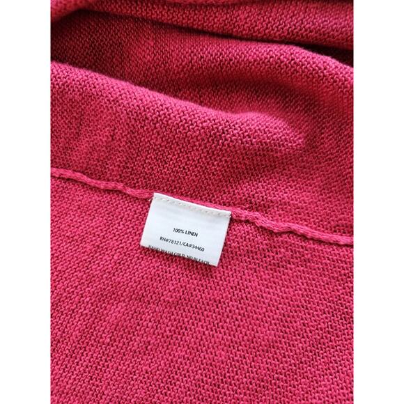 Eileen Fisher 100% Linen Drape Front Open Cardigan Sweater Women's Size L Pink - Picture 5 of 9